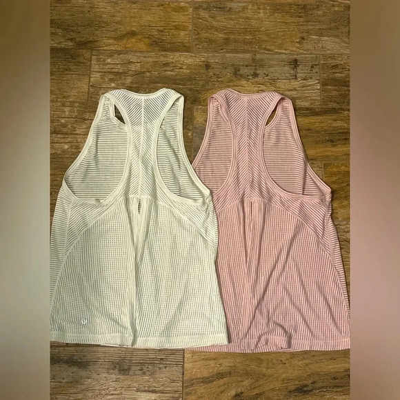 Lululemon Miles Ahead Tank white pink bundle Size 8 - Picture 1 of 7